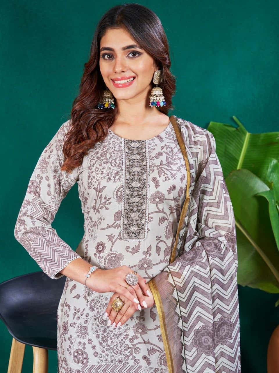 "Elegant Sky Blue Rayon Kurti Set with Embroidery & Sequence Work, Fancy Dupatta"