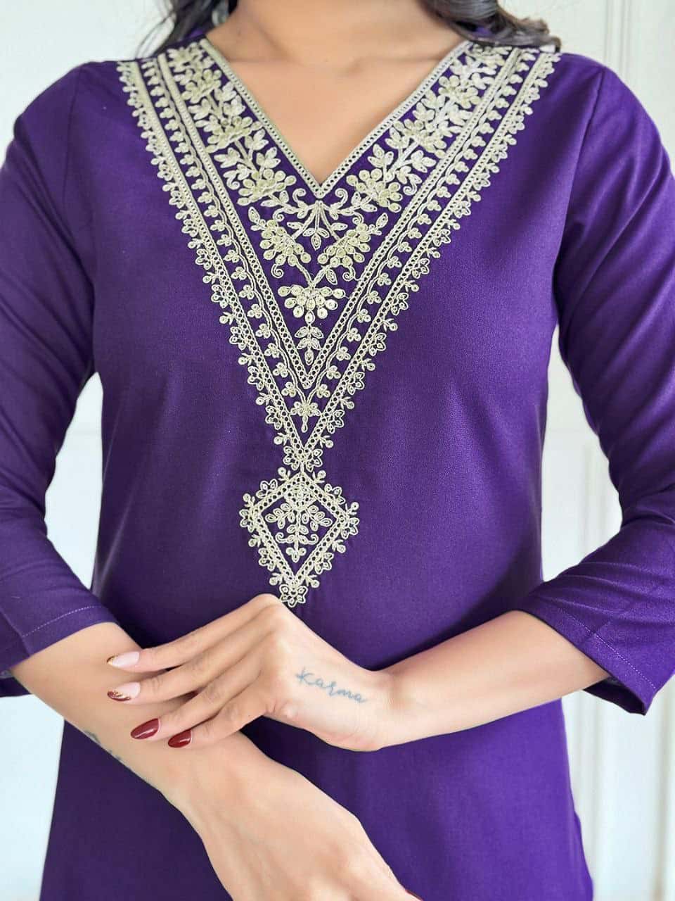 "Elegant Viscose Rayon Kurti Set with Embroidered Sequence & Organza Dupatta"
