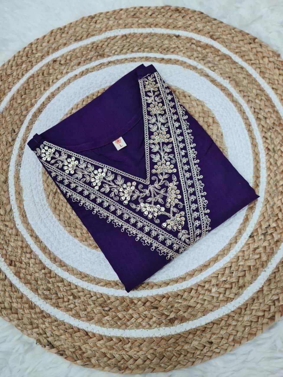 "Elegant Viscose Rayon Kurti Set with Embroidered Sequence & Organza Dupatta"