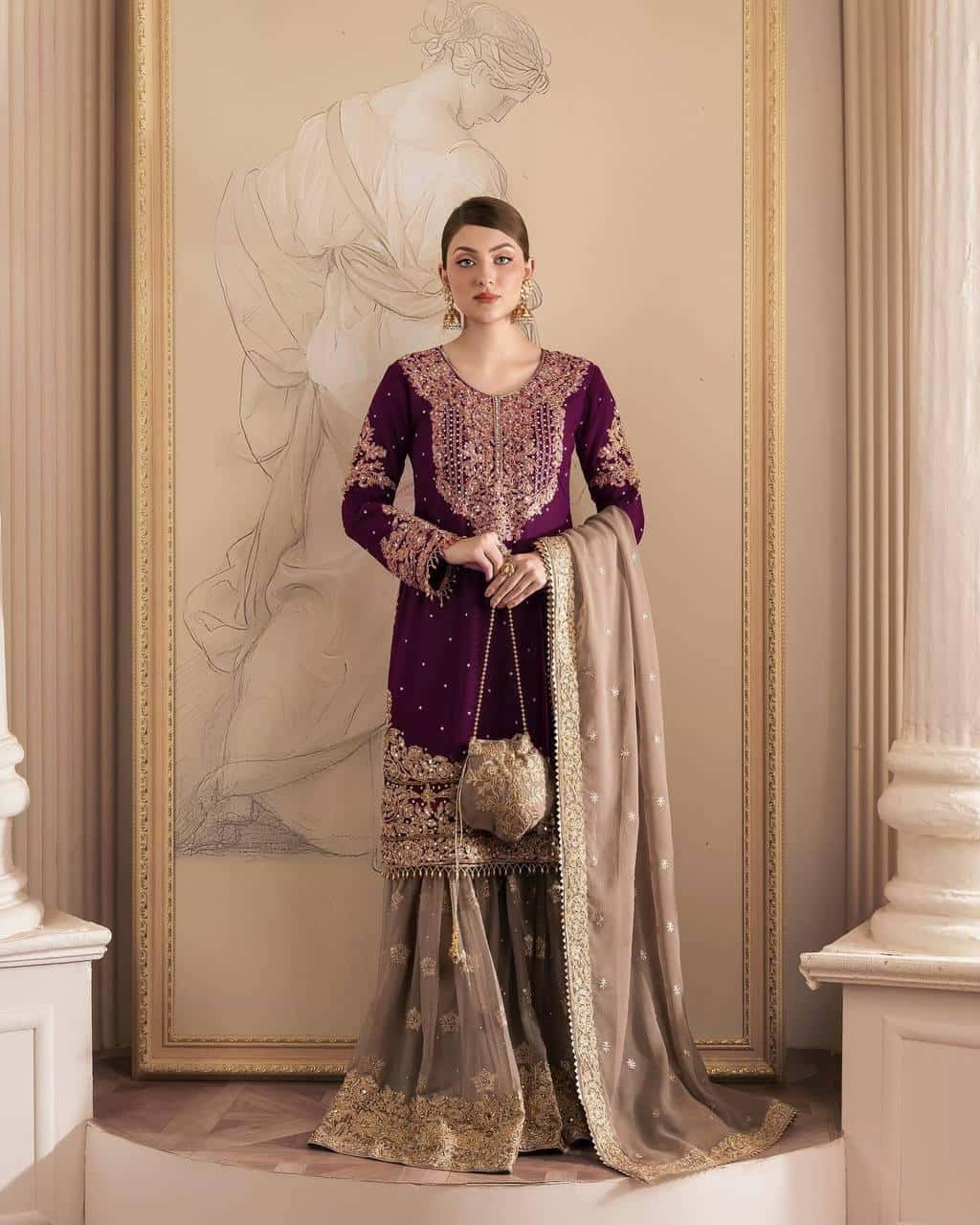 Faux Georgette Kurta Sharara with Dupatta set