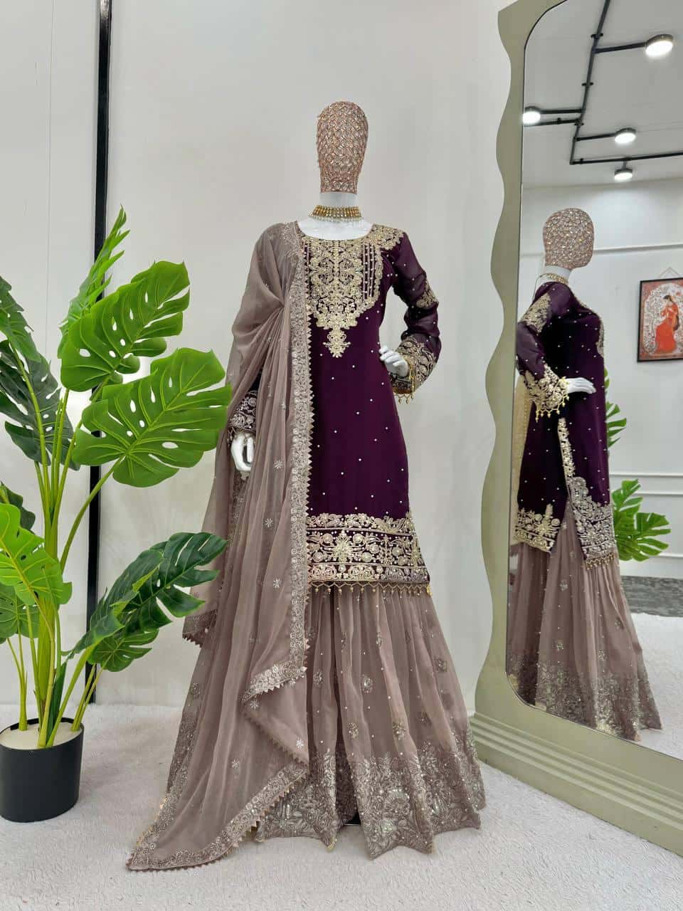 Faux Georgette Kurta Sharara with Dupatta set