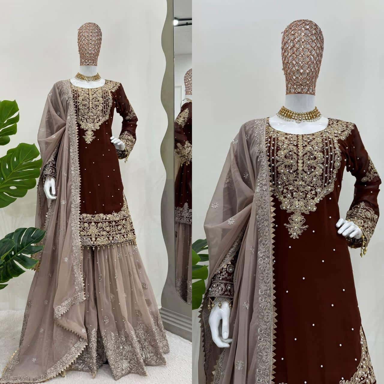 Faux Georgette Kurta Sharara with Dupatta set