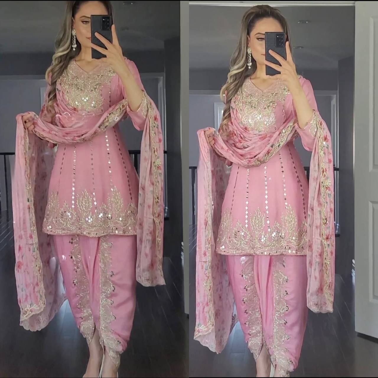 Embroidered Punjabi Dhoti Set