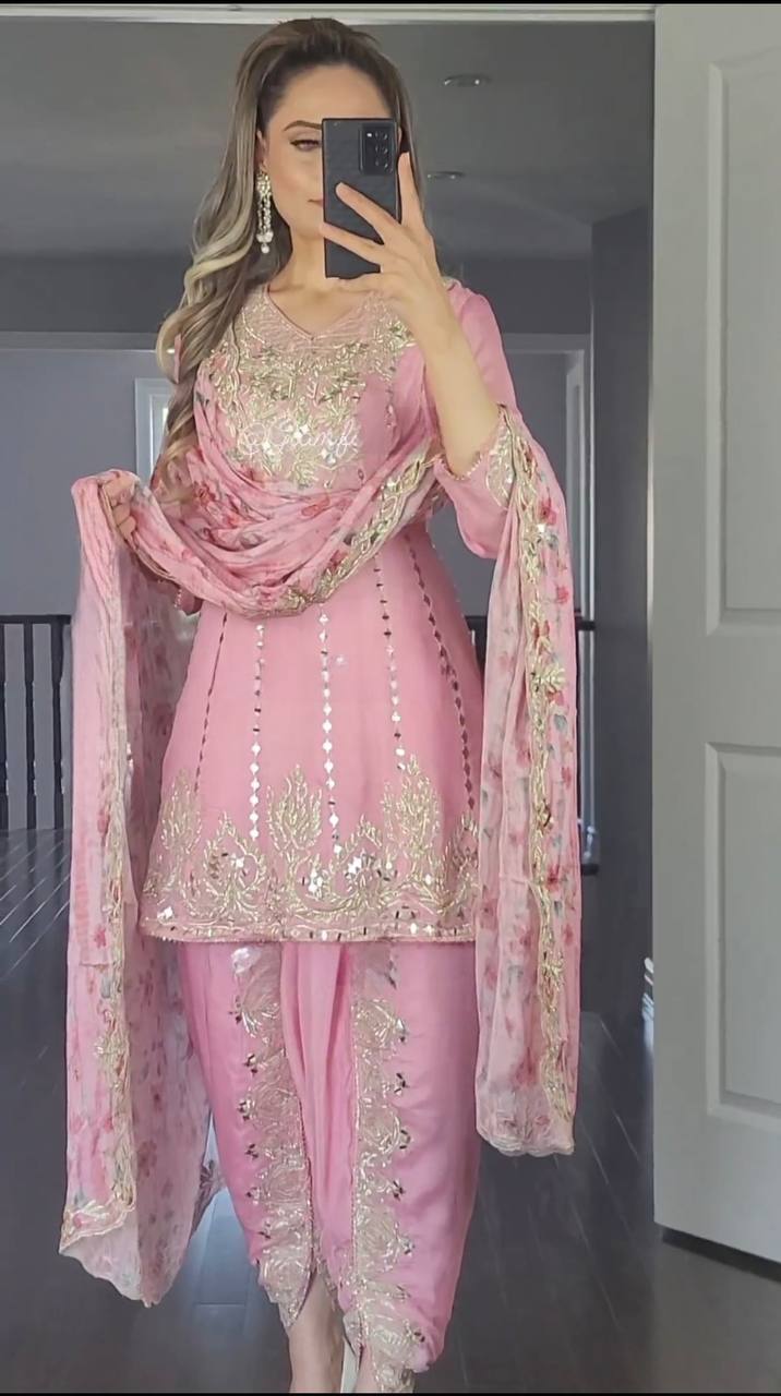 Embroidered Punjabi Dhoti Set