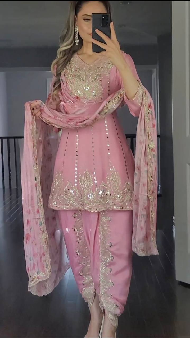 Embroidered Punjabi Dhoti Set