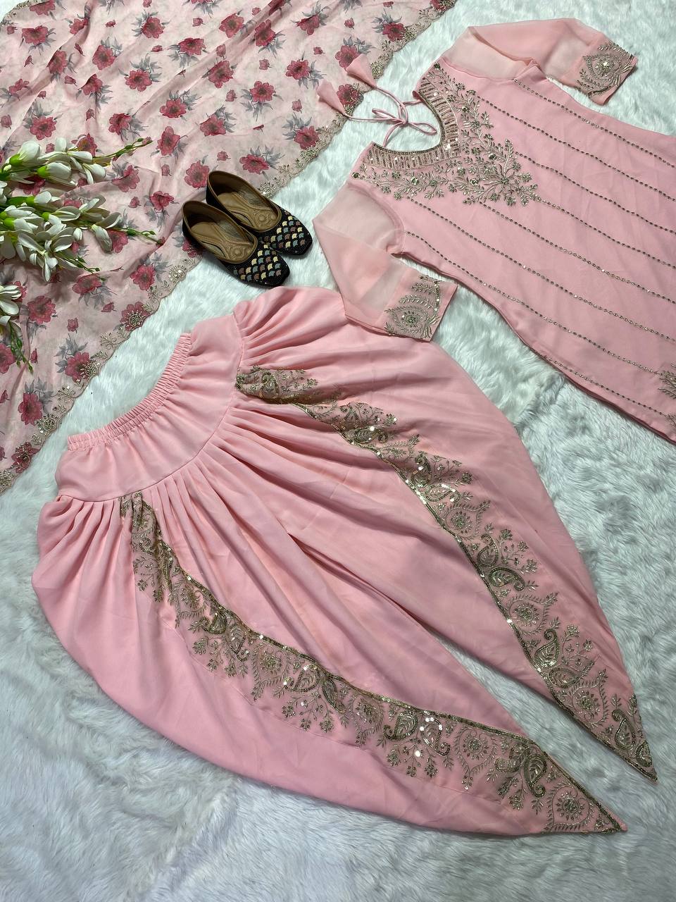 Embroidered Punjabi Dhoti Set