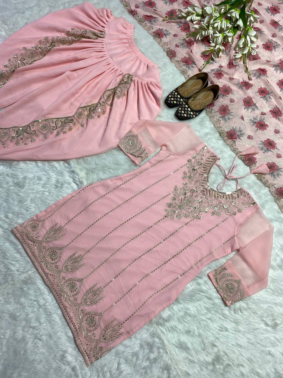 Embroidered Punjabi Dhoti Set