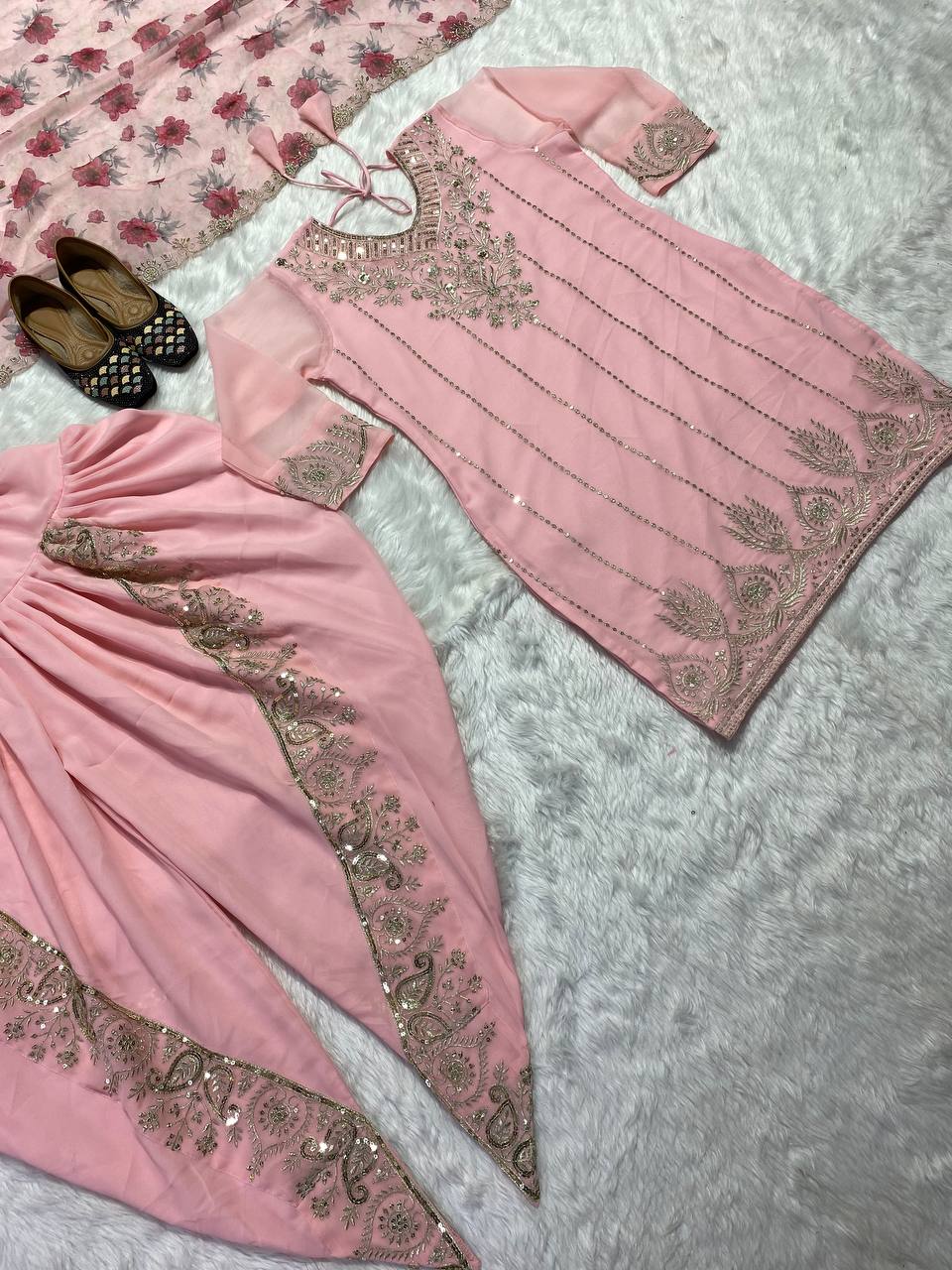 Embroidered Punjabi Dhoti Set