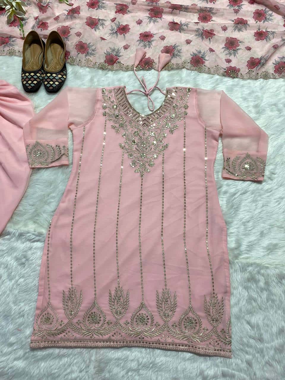 Embroidered Punjabi Dhoti Set