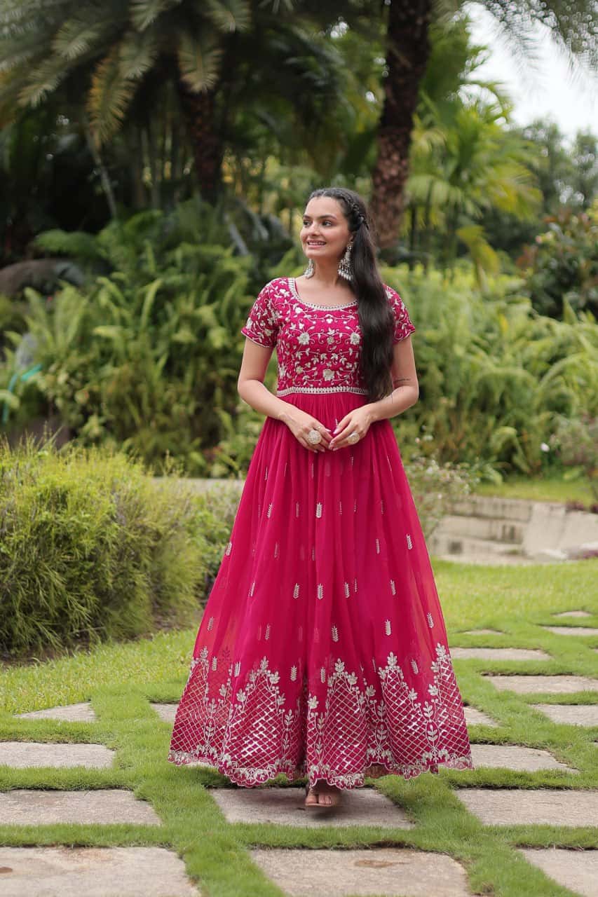 Luxury Faux Blooming Gown with Intricate Embroidery