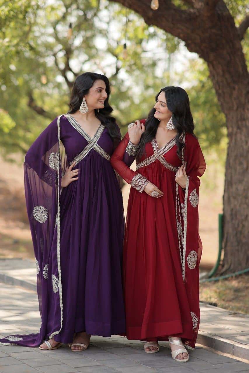 Premium readymade alia cut gown with dupatta set for women