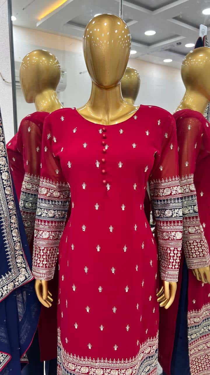 Faux georgette kurta pant with dupatta sets