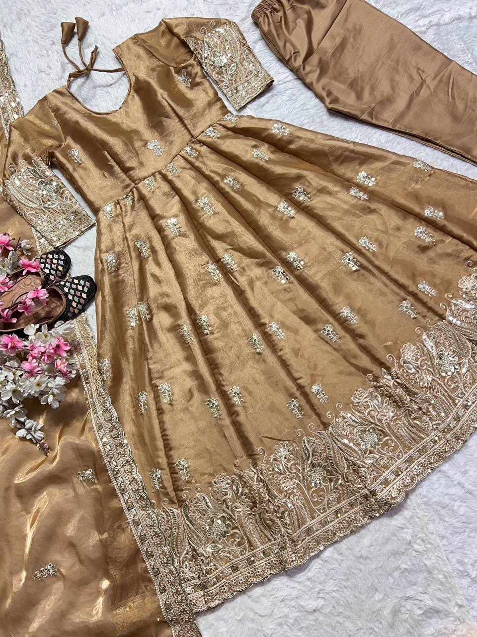 Heavy festival wear anarkali kurta set