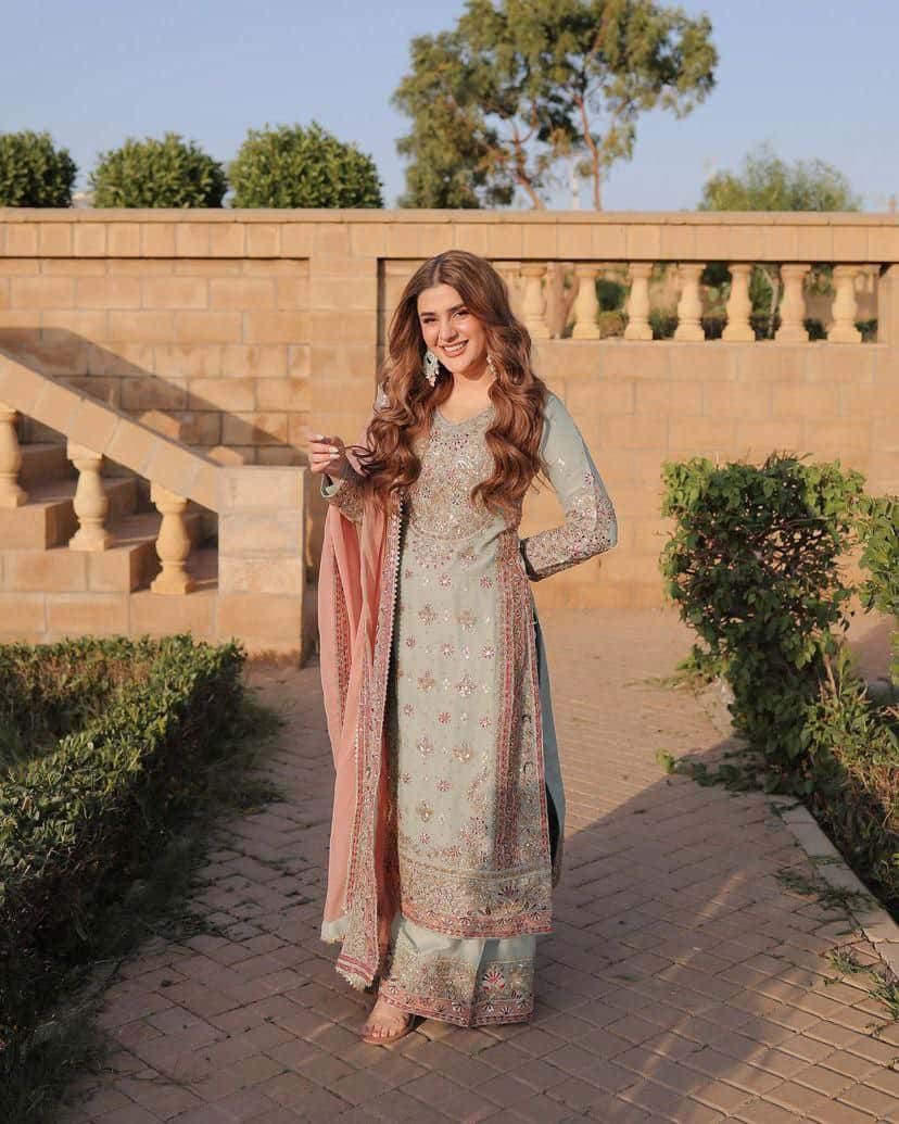 Faux georgette embroidered readymade salwar suit
