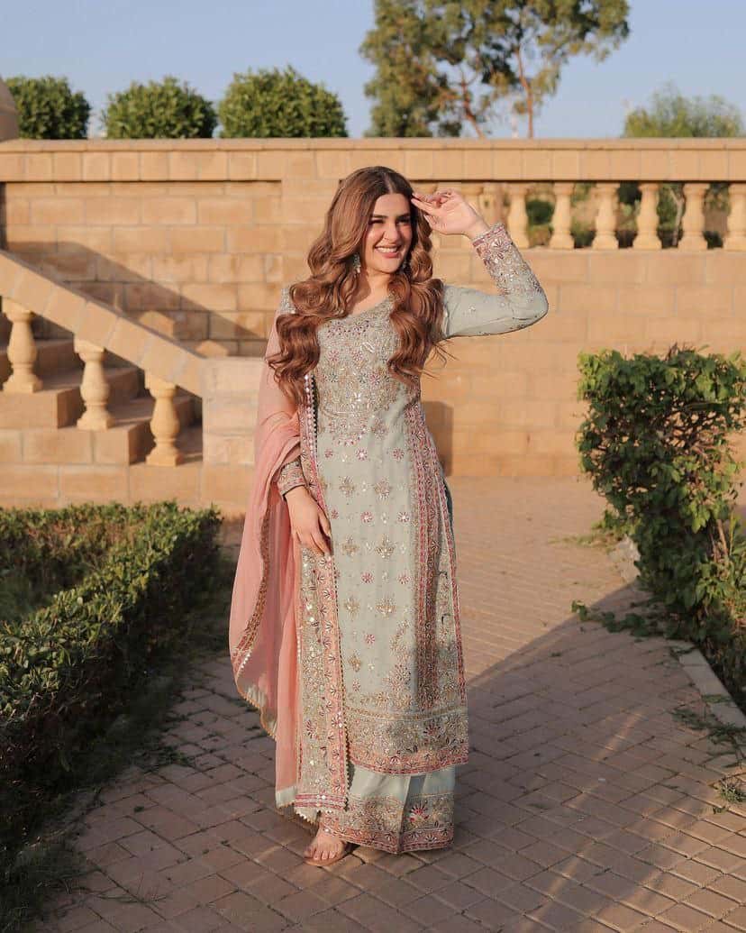 Faux georgette embroidered readymade salwar suit
