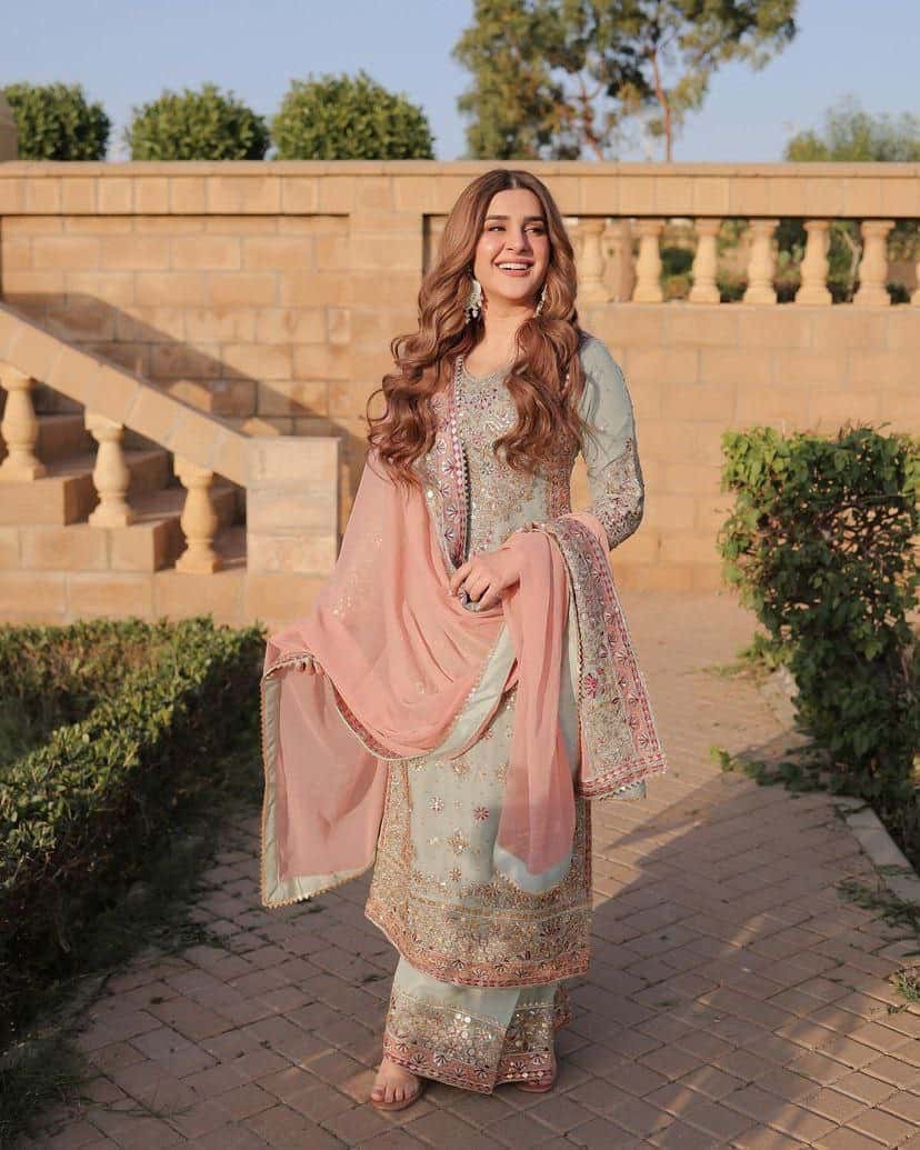 Faux georgette embroidered readymade salwar suit