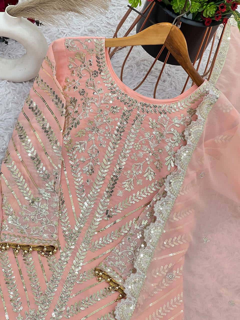 New Designer Party Wear Look – Top, sharara & Dupatta with Heavy Embroidery Work