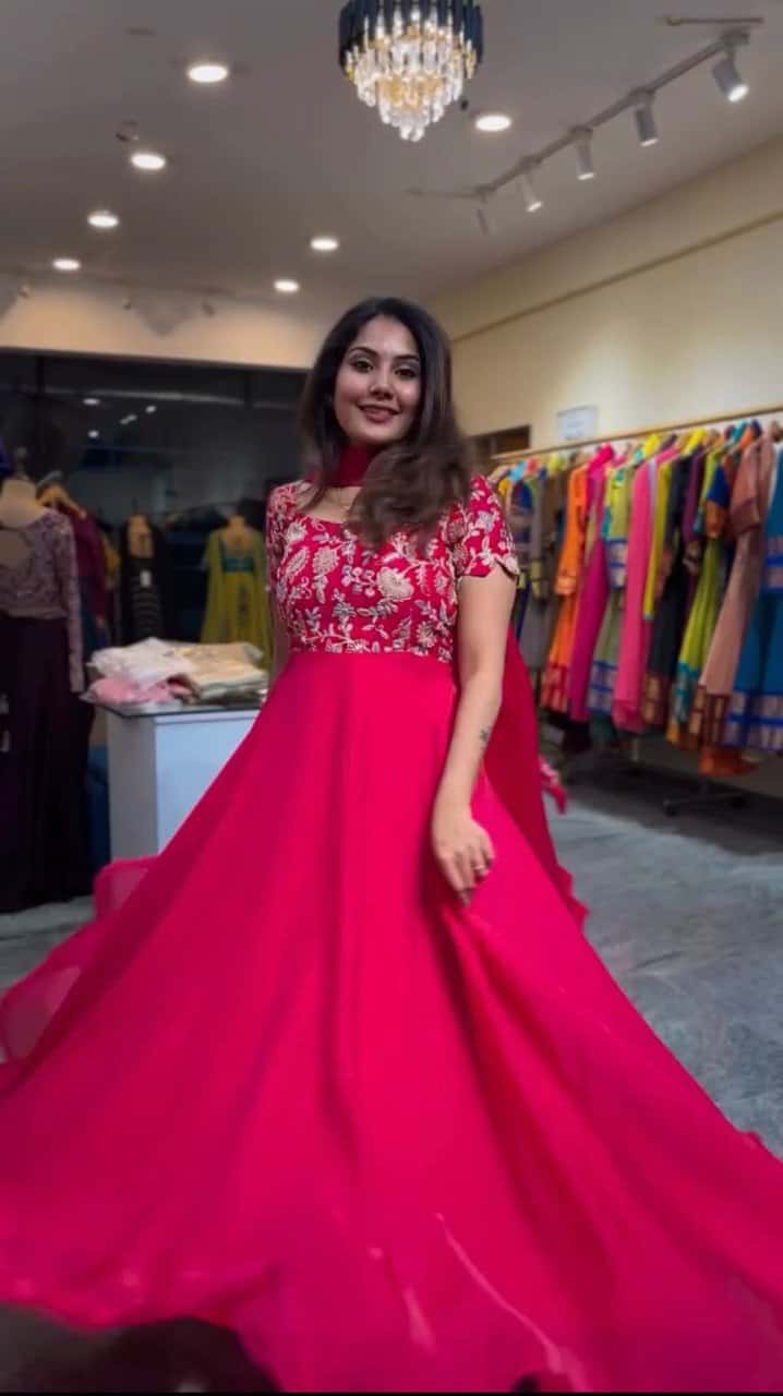 Heavy designer Natural Crepe fabric gown pant with dupatta sets