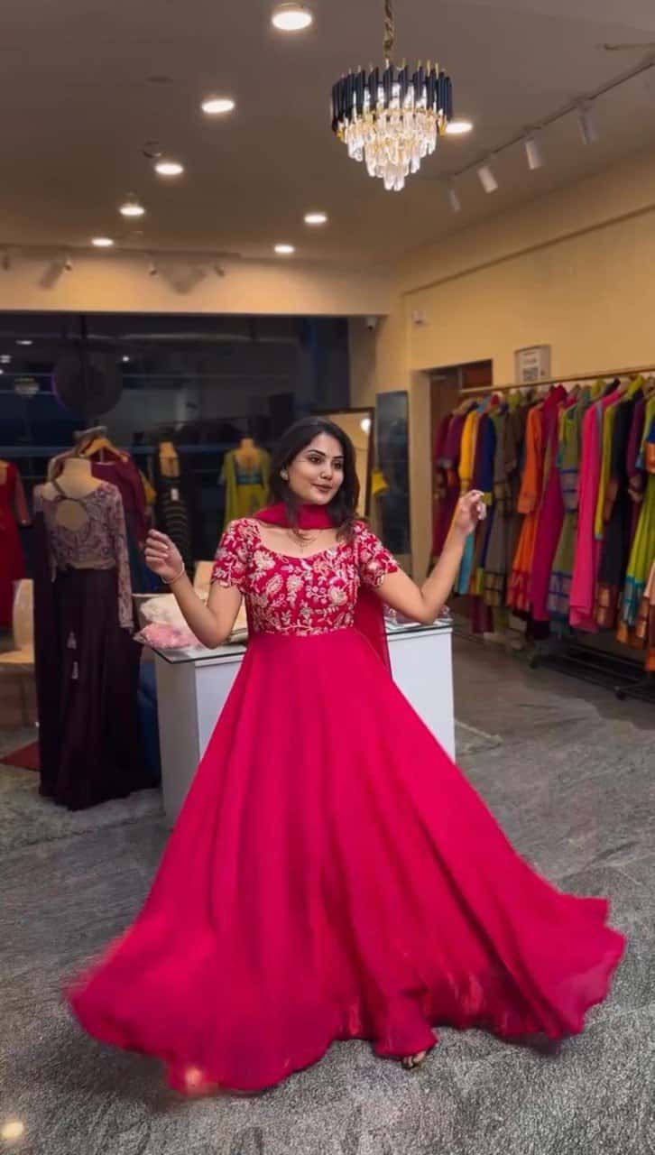 Heavy designer Natural Crepe fabric gown pant with dupatta sets