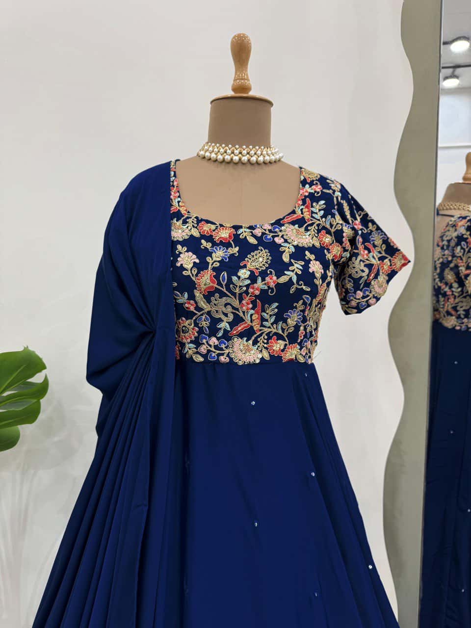 Heavy designer Natural Crepe fabric gown pant with dupatta sets