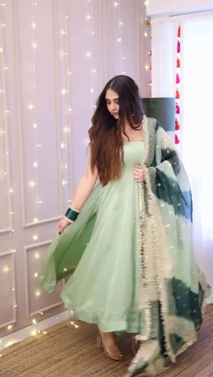 Star georgette designer gown pant with dupatta sets