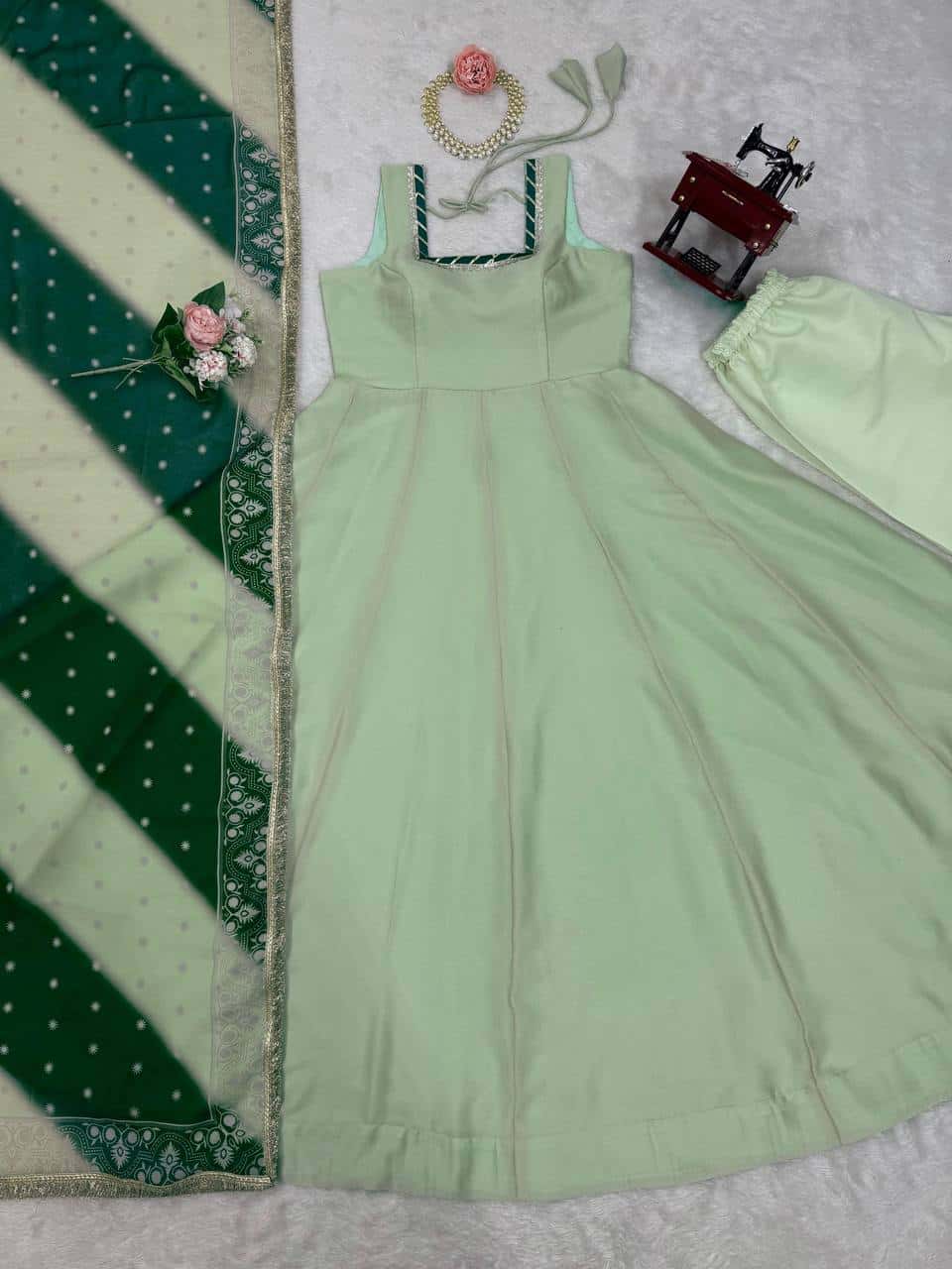Star georgette designer gown pant with dupatta sets