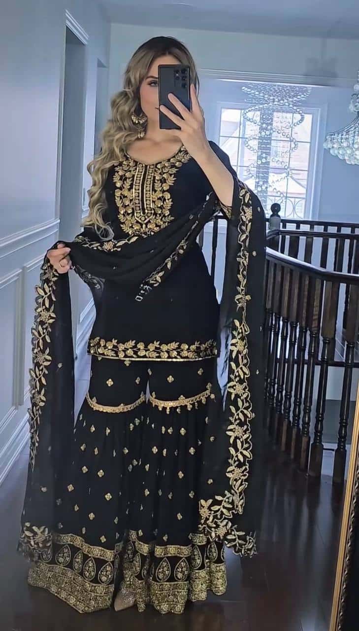 Georgette kurta sharara with dupatta sets