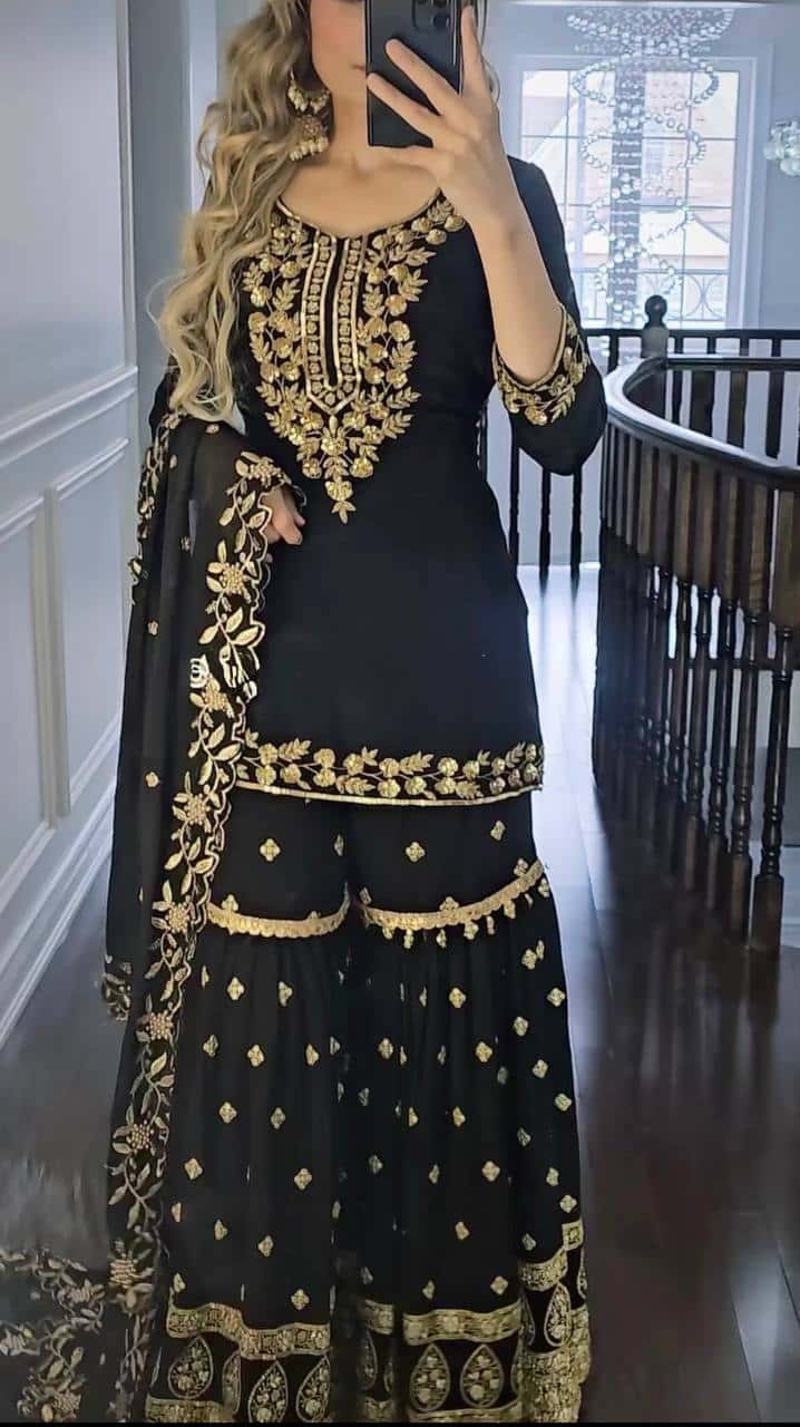 Georgette kurta sharara with dupatta sets