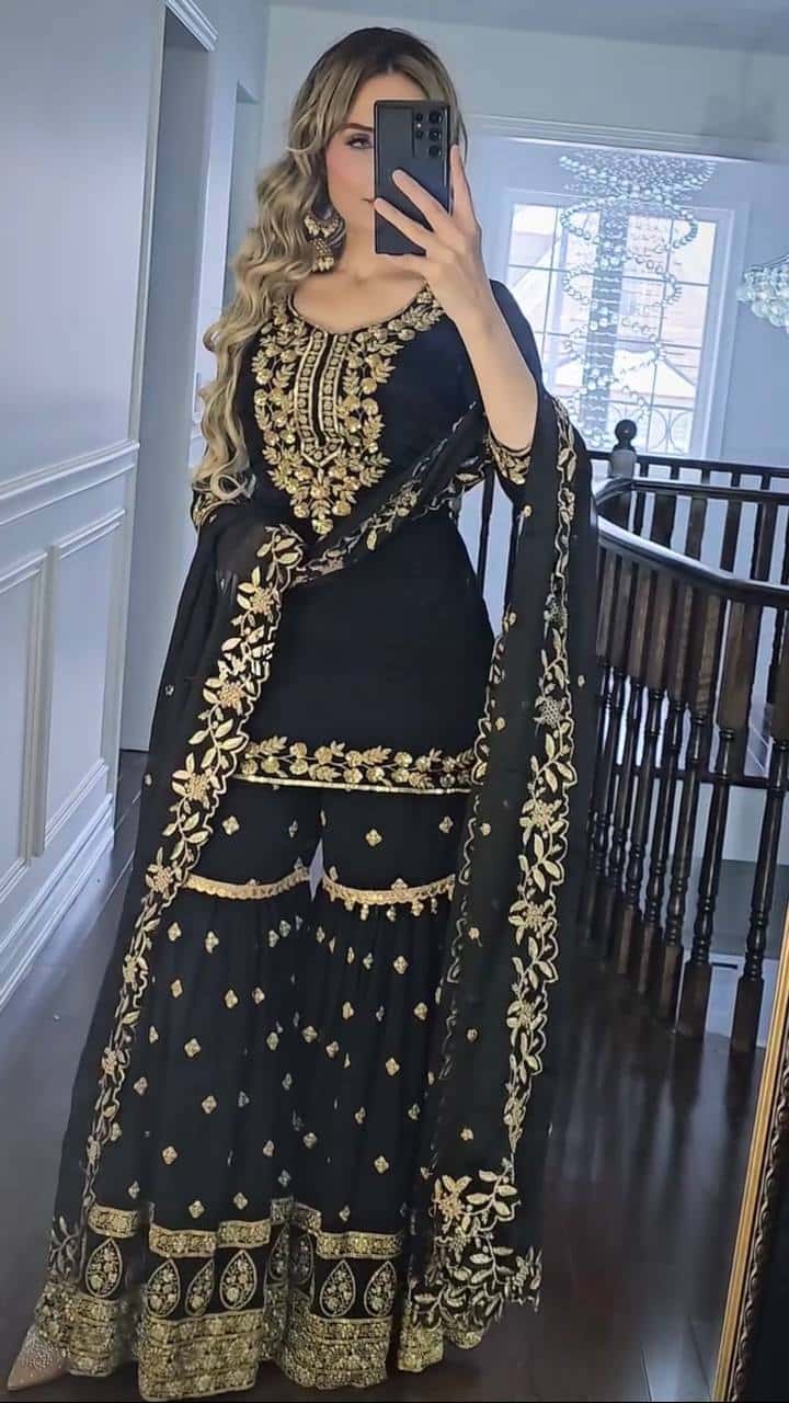 Georgette kurta sharara with dupatta sets