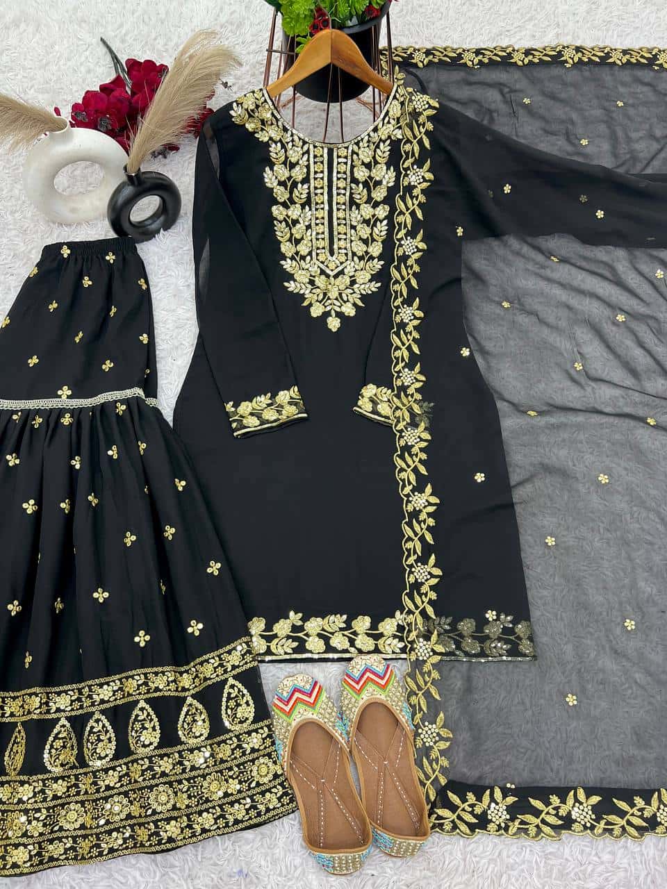 Georgette kurta sharara with dupatta sets