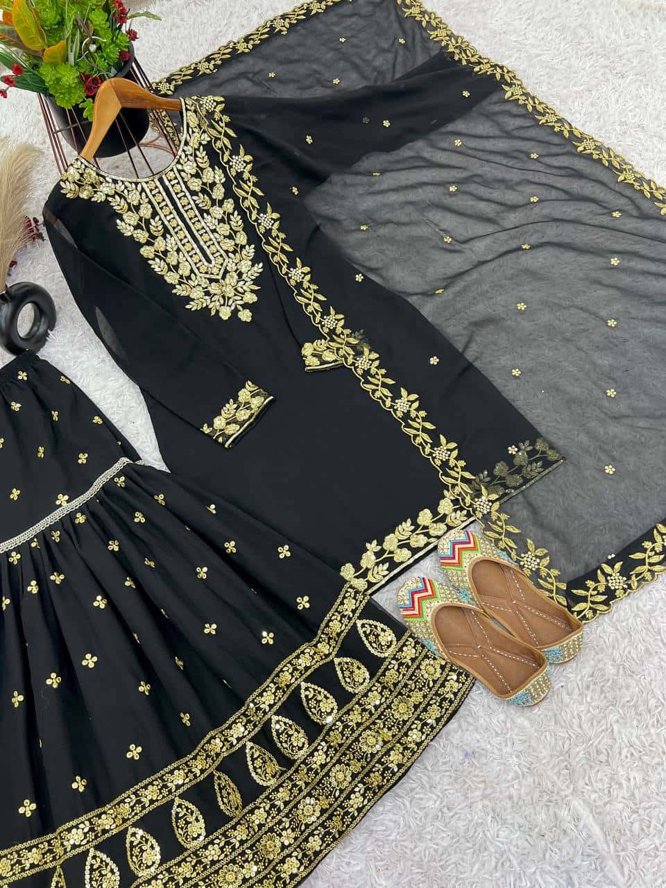 Georgette kurta sharara with dupatta sets