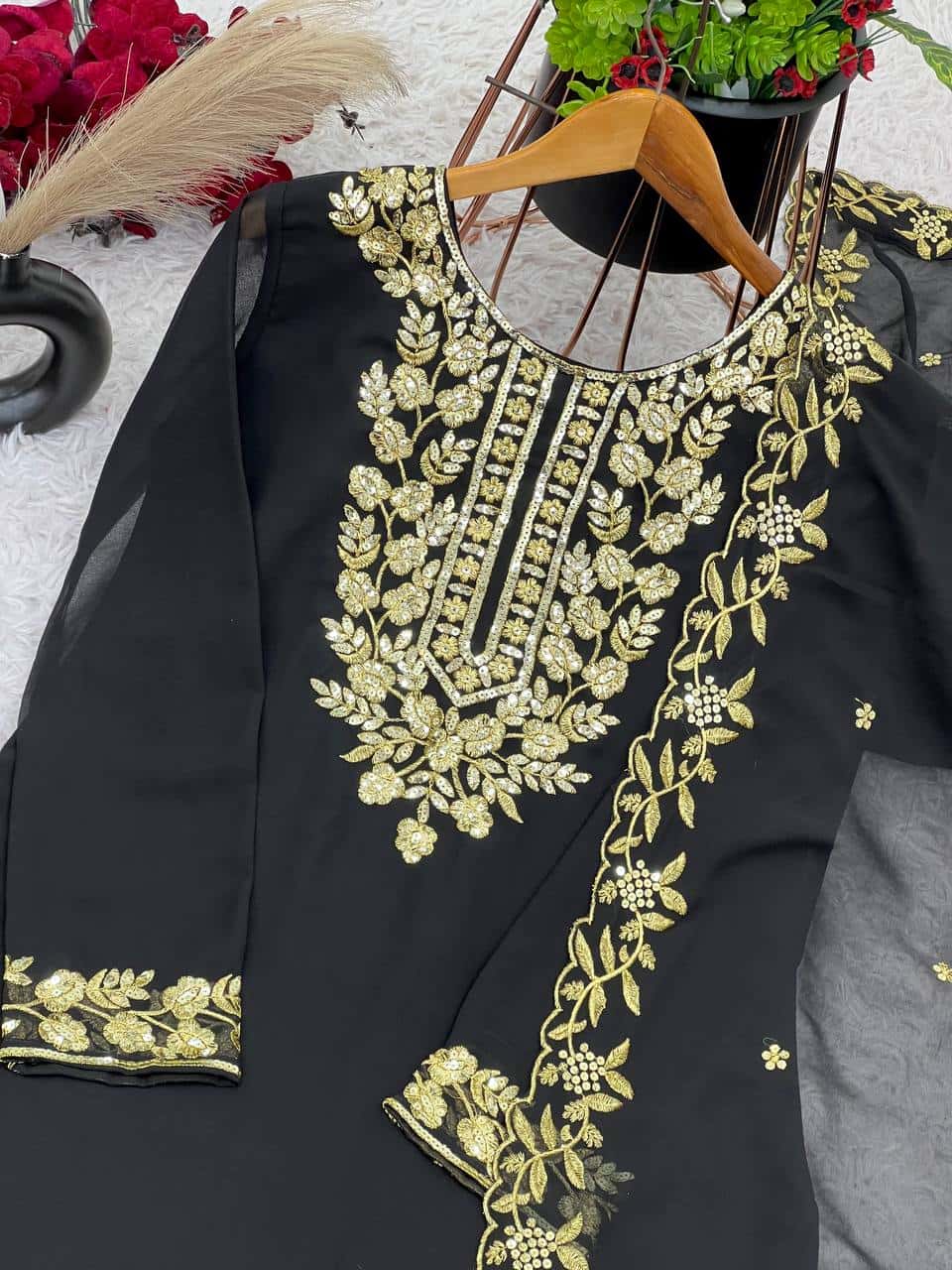 Georgette kurta sharara with dupatta sets
