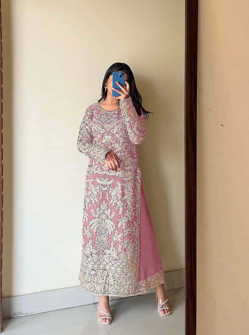 Presenting New Collection In Heavy Georgette Top-Plazzo And Dupatta Set Fully Stitched Ready To Wear