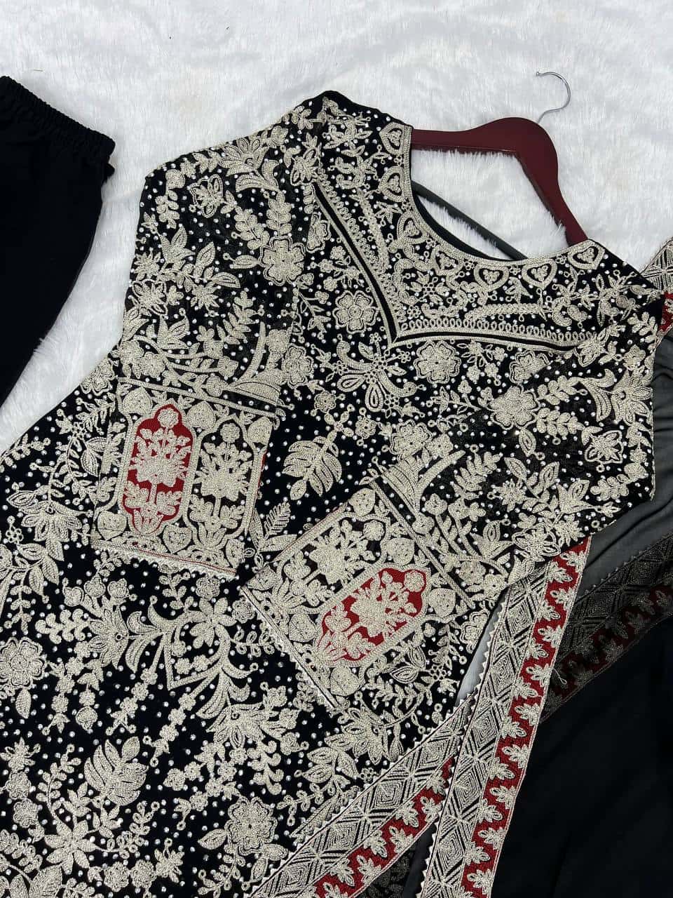 Presenting New Collection In Heavy Georgette Top-Plazzo And Dupatta Set Fully Stitched Ready To Wear