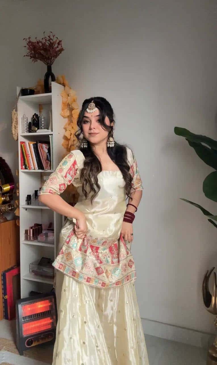 Presenting New  Heavy Embroidery Sequence Work Top-Gharara And Dupatta Set Fully Stitched Ready To Wear Collection