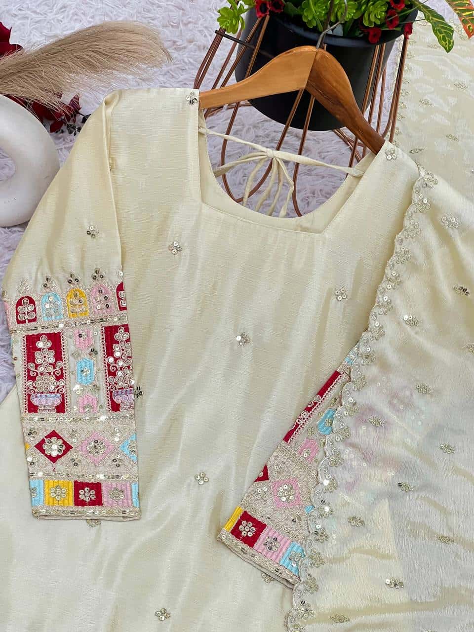 Presenting New  Heavy Embroidery Sequence Work Top-Gharara And Dupatta Set Fully Stitched Ready To Wear Collection