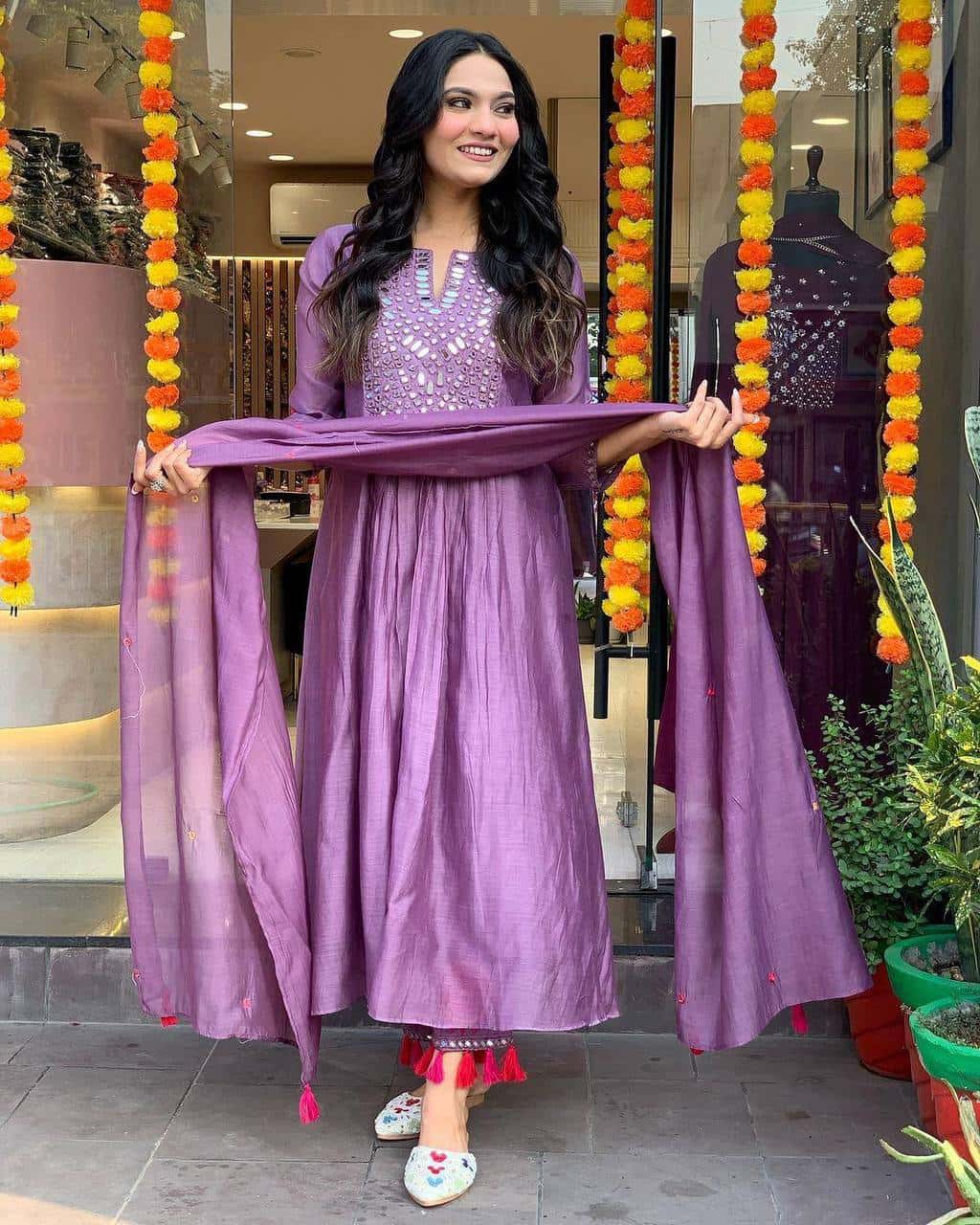 Designer muslin silk kurta pant with dupatta sets