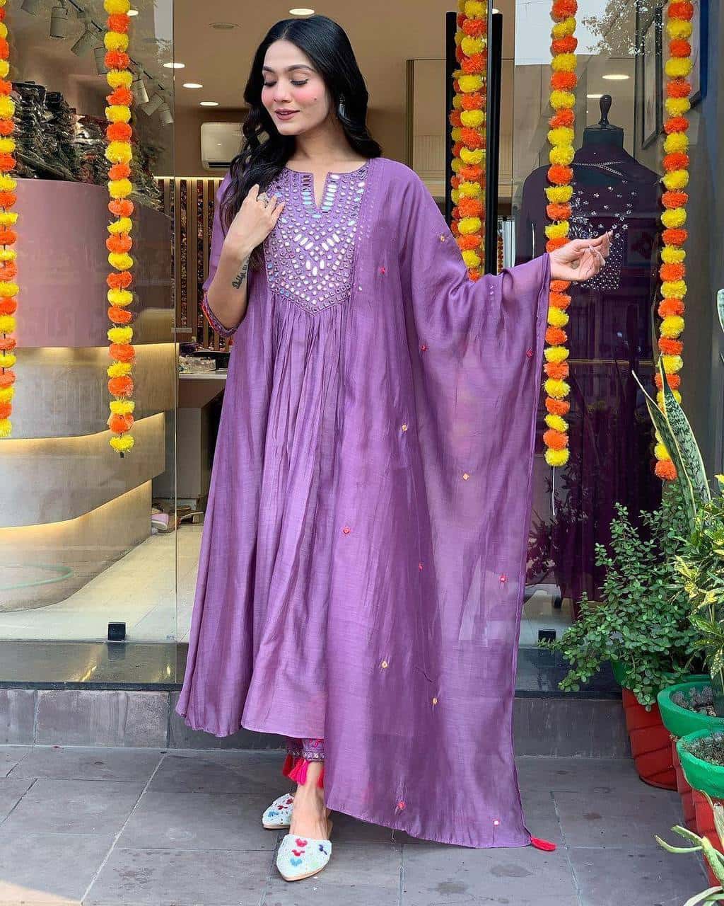 Designer muslin silk kurta pant with dupatta sets