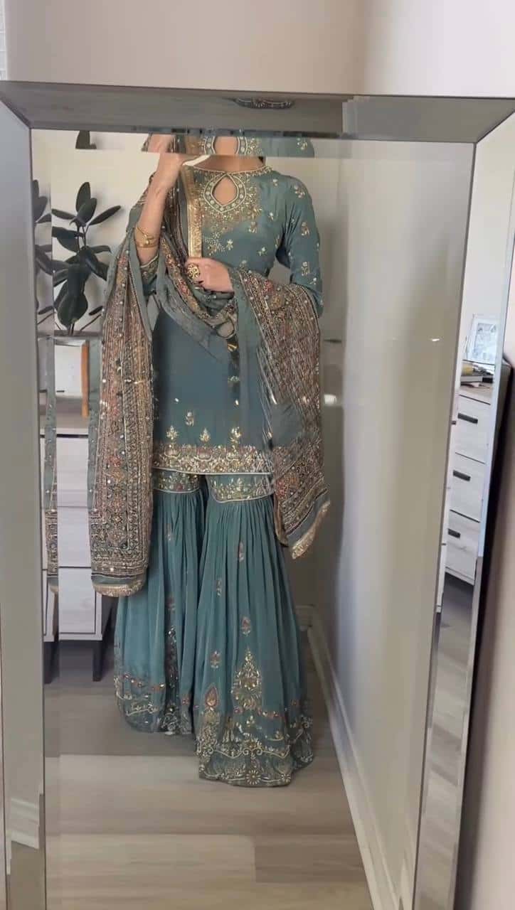 Heavy Faux Georgette Kurta Sharara with Dupatta set