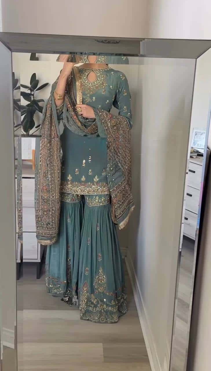 Heavy Faux Georgette Kurta Sharara with Dupatta set