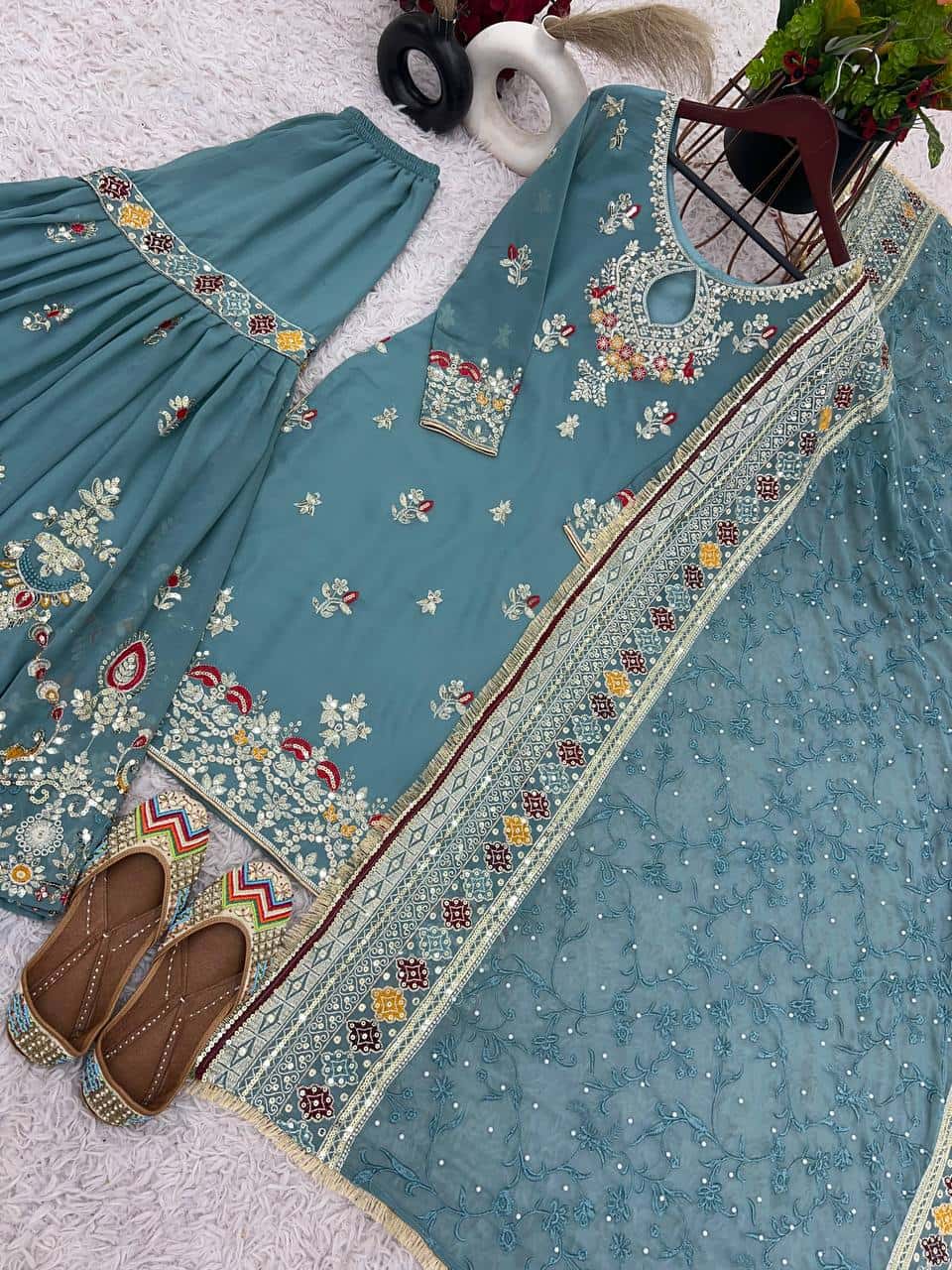 Heavy Faux Georgette Kurta Sharara with Dupatta set