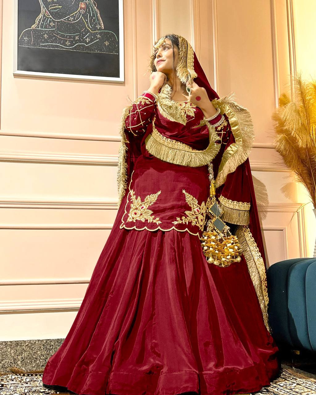 Ready to wear designer Pakistani bride wear  Crepe Silk lehenga choli with dupatta set