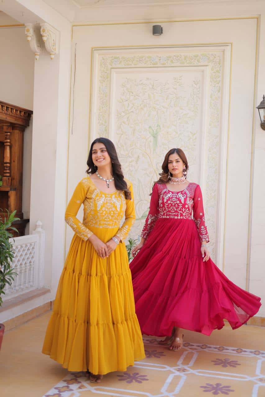 Wedding wear fully stitched handwork gown