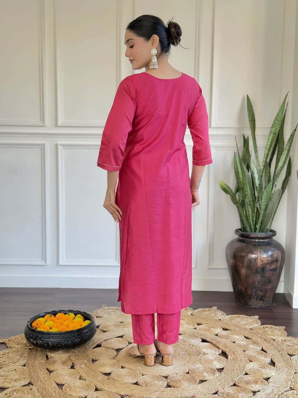Elegant Viscose Rayon Kurti & Bottom with Sequence Embroidery and Jacquard Dupatta