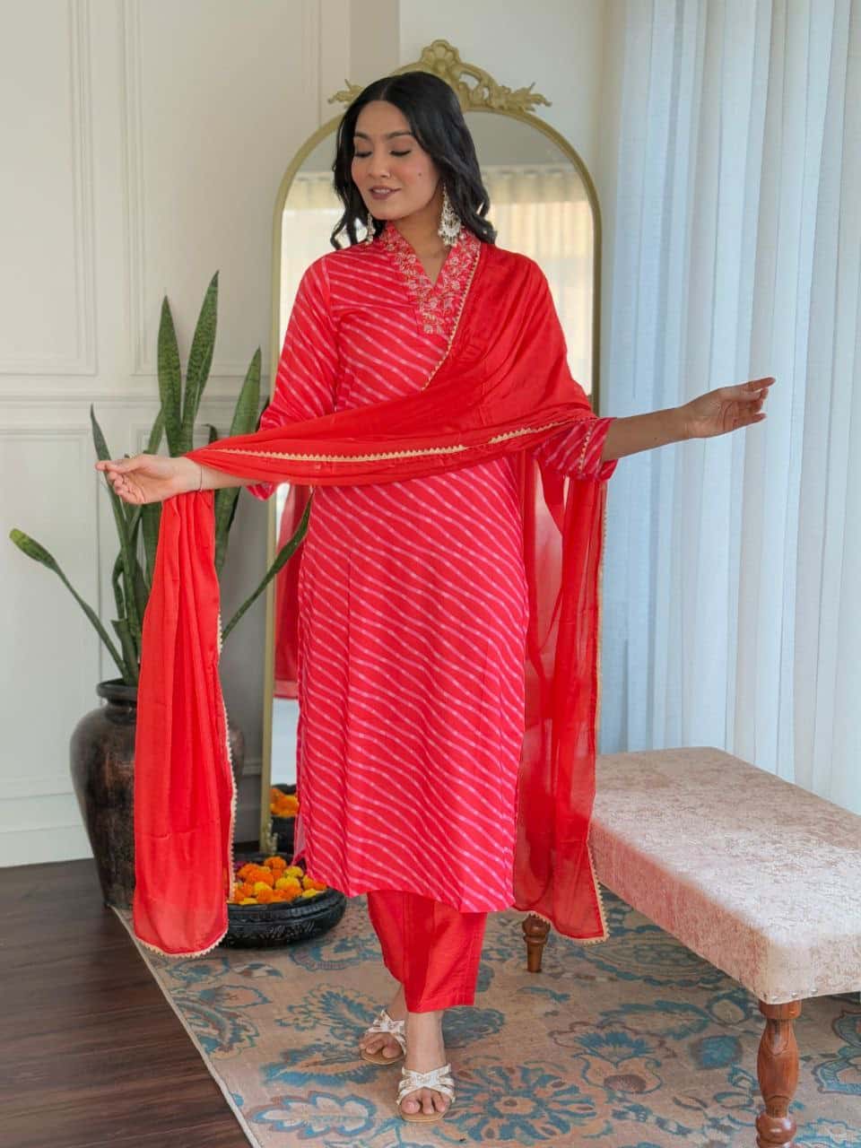 "Elegant Pure Muslin Sequence Embroidery Kurti with Heavy Chinon Dupatta"