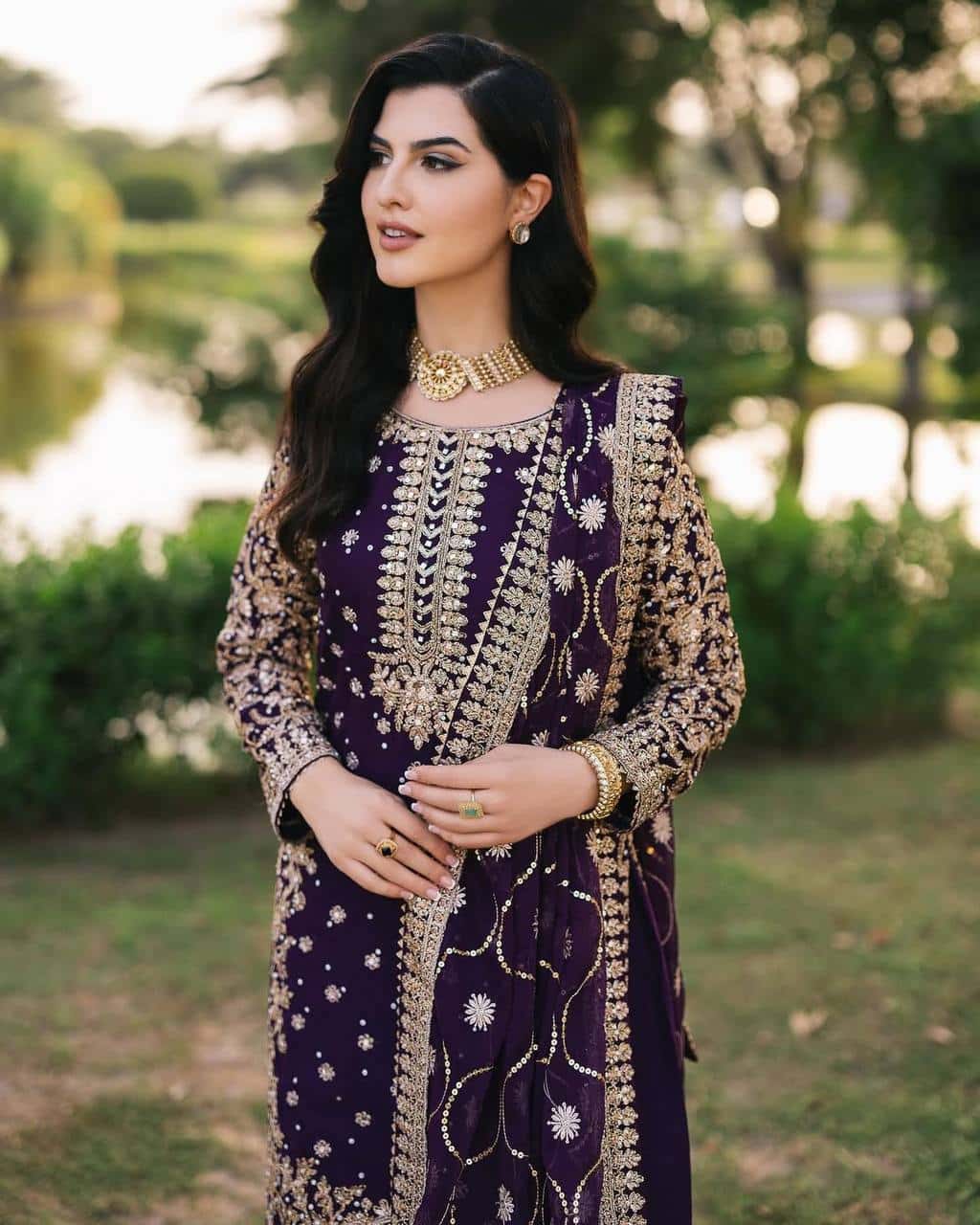 "Elegant Heavy Faux Georgette Embroidered 3-Piece Set with Sequence Work"