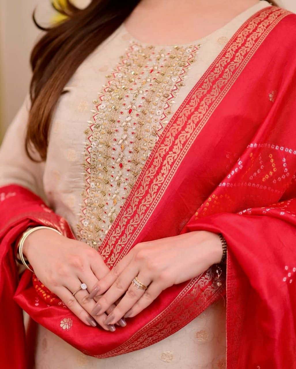 "Premium Pure Jacquard Soft Weaving Set with Embroidered Neck & Dupatta"