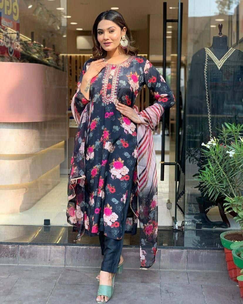 Luxury Viscose Silk Kurti Set with Sequence Work & Taby Silk Dupatta