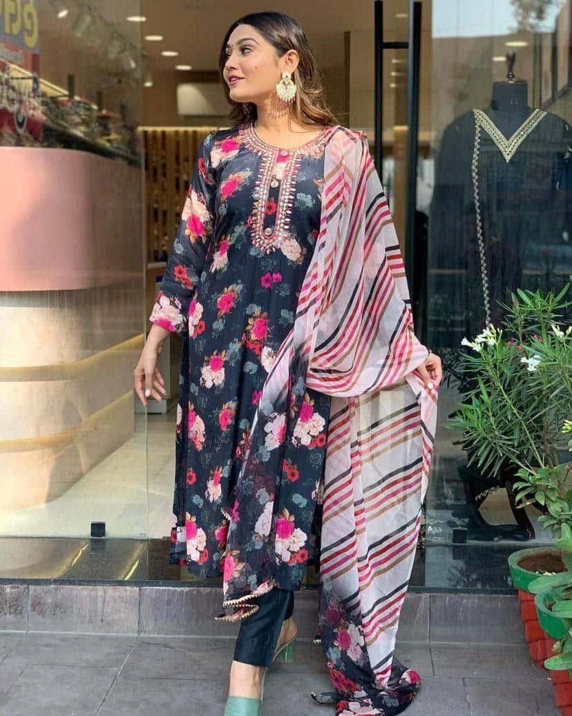 Luxury Viscose Silk Kurti Set with Sequence Work & Taby Silk Dupatta