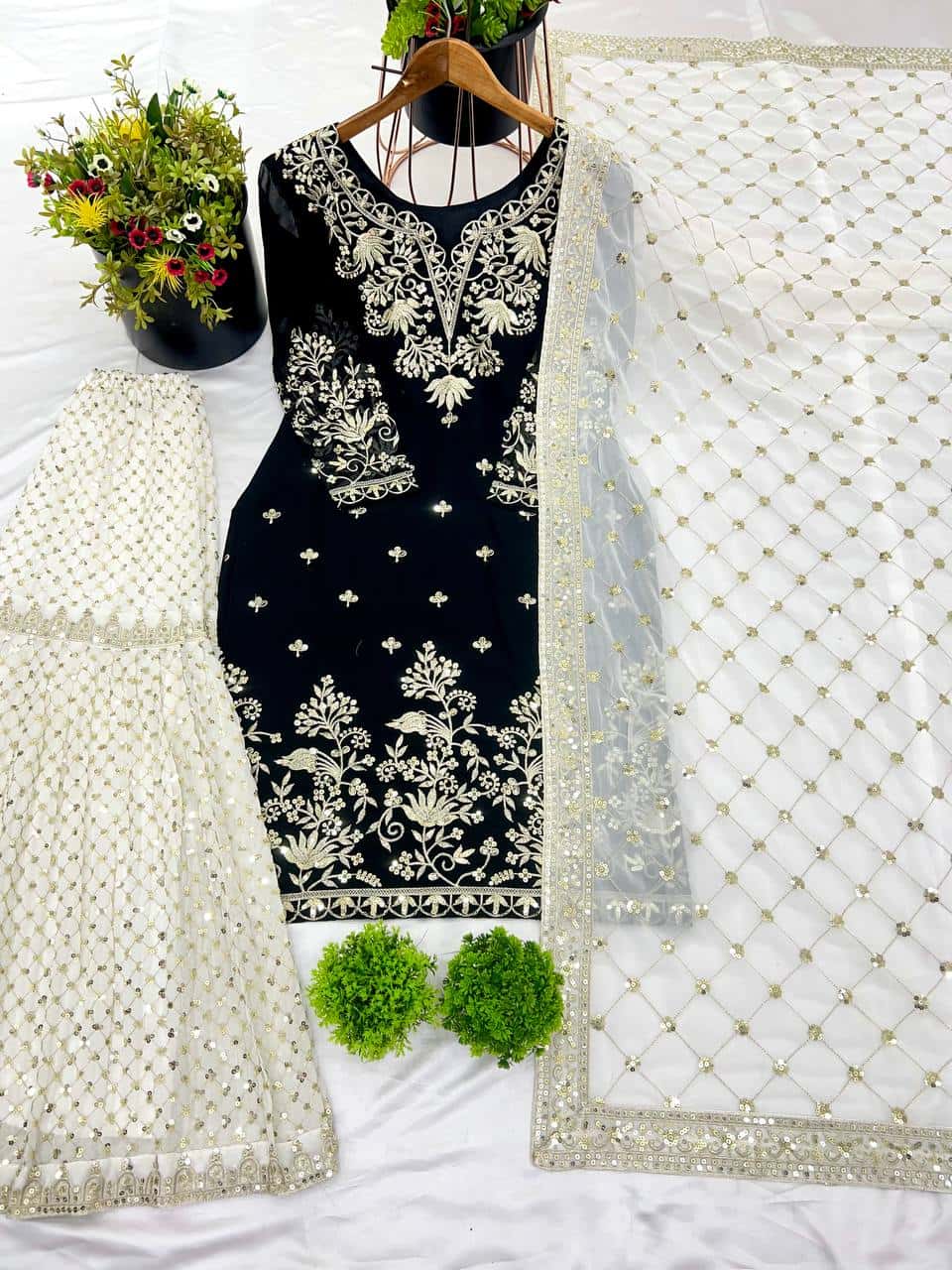 Heavy Faux Georgette Kurta Sharara with Dupatta Set